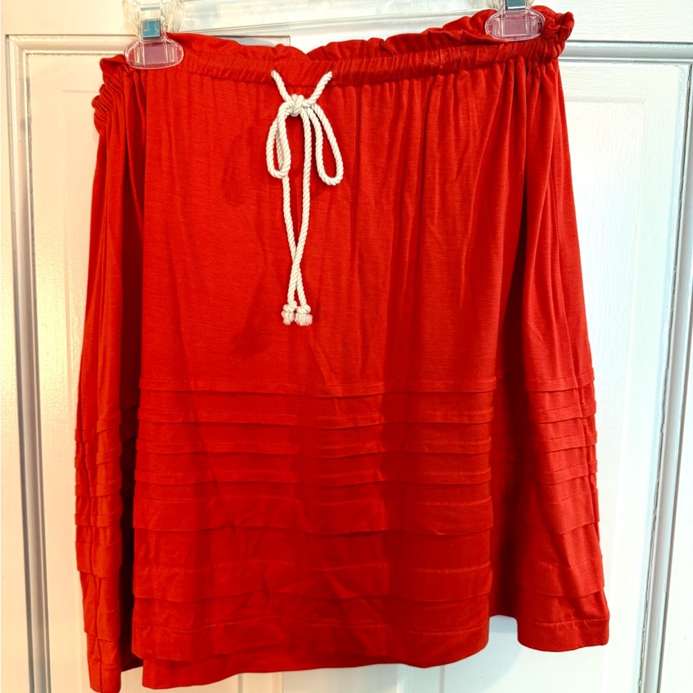 Nordstrom Orange A-Line Knee-Length Skirt with Smocked Tie Front for Casual Wear